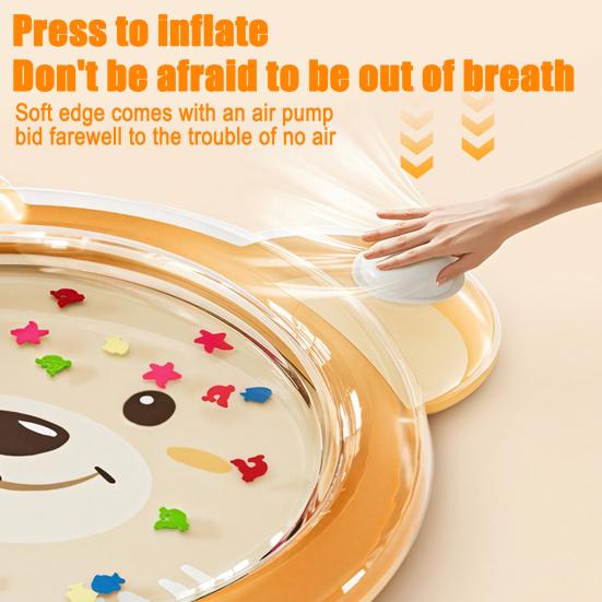 Cartoon Bear Inflatable Cooling Mat Leak-proof PVC Water Pad Cushion Foldable Portable Baby Tummy Time Water Play Mat