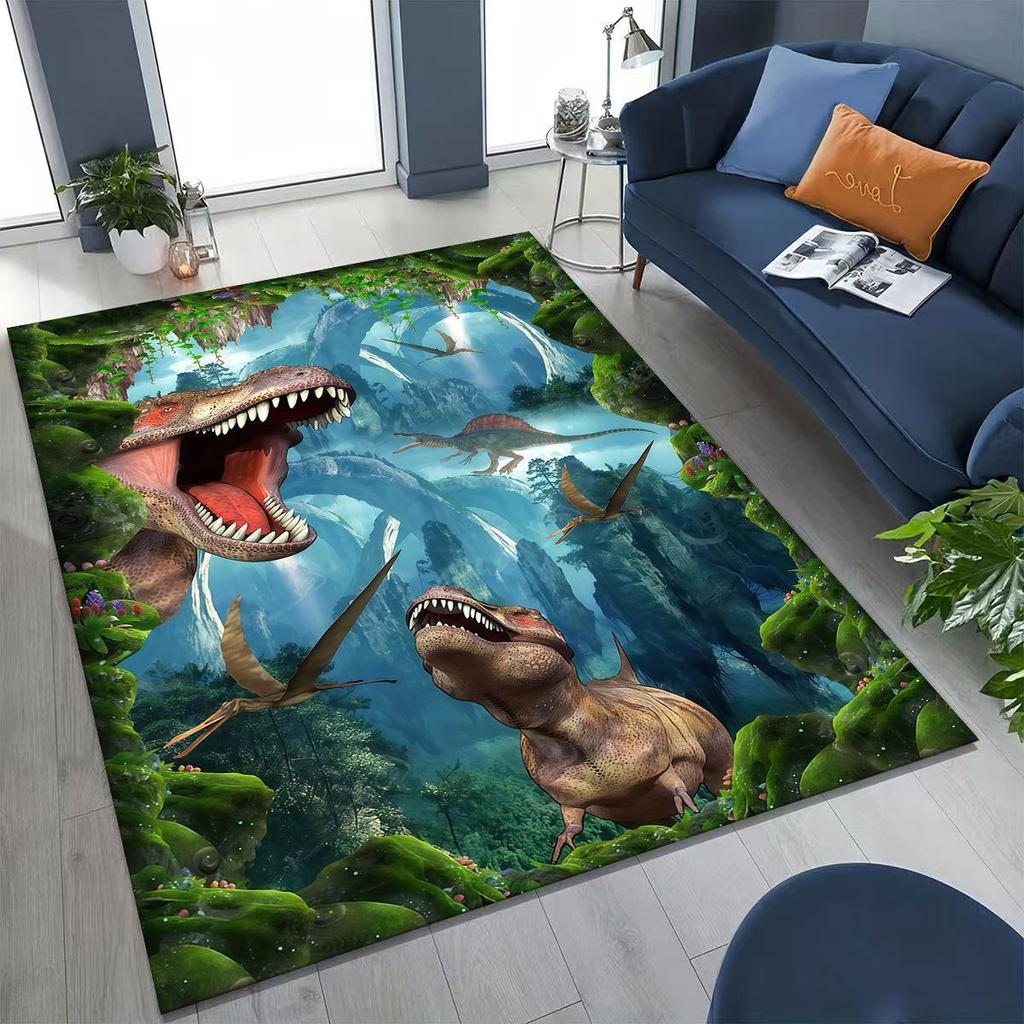3D Illusion Breaking Wall Dinosaur Animal Series Rug for Bedroom Living Room Sofa Home Doormat Decor,Large Non-slip Floor Mat