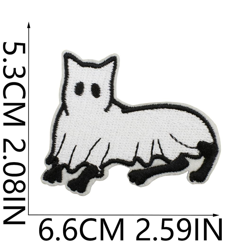 Halloween Cat Ghost Embroidery Cloth Sticker Holiday Decoration Flowers Witch Embroidery Chapter A Piao Bicycle Patch Sticker