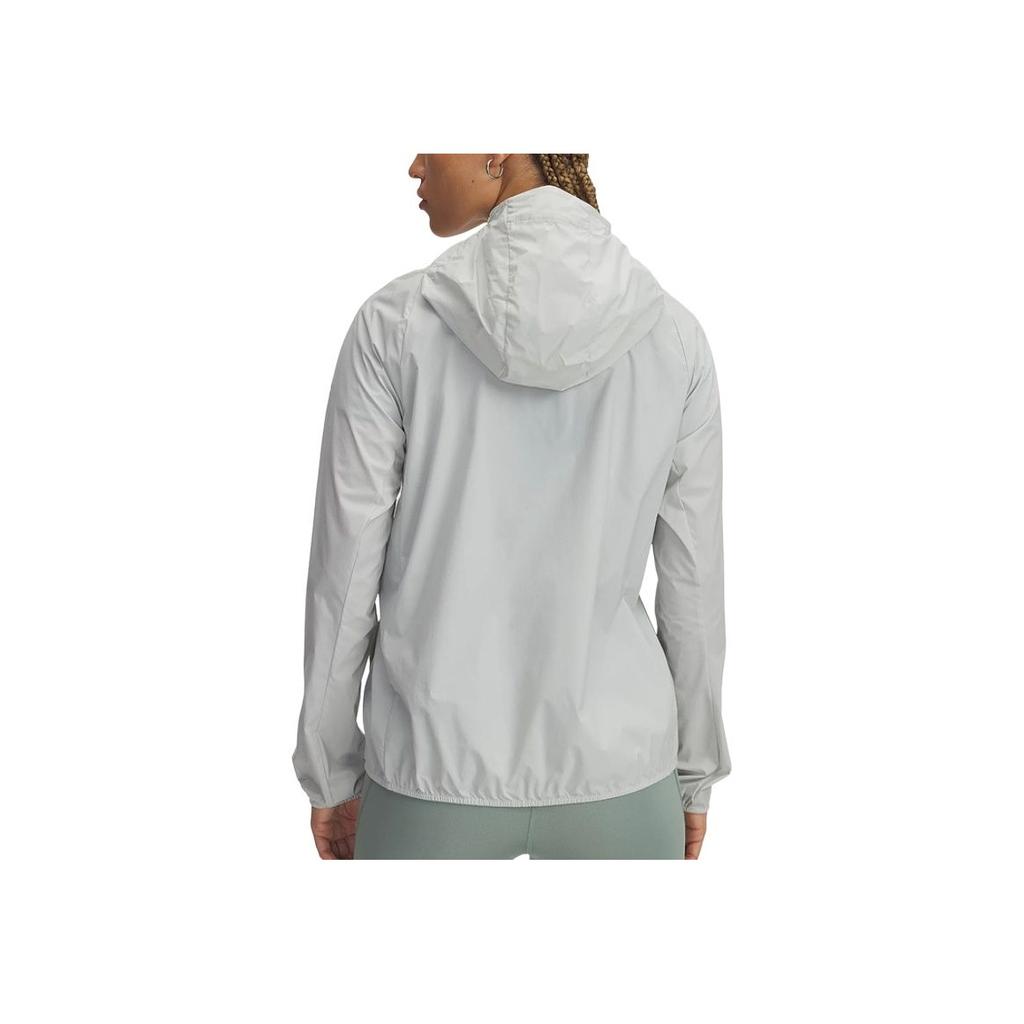 Under Armour Launch Ss25 Outdoor Woven Raglan Hooded Long Sleeve Jacket Women Jacket Gray 1381881-377
