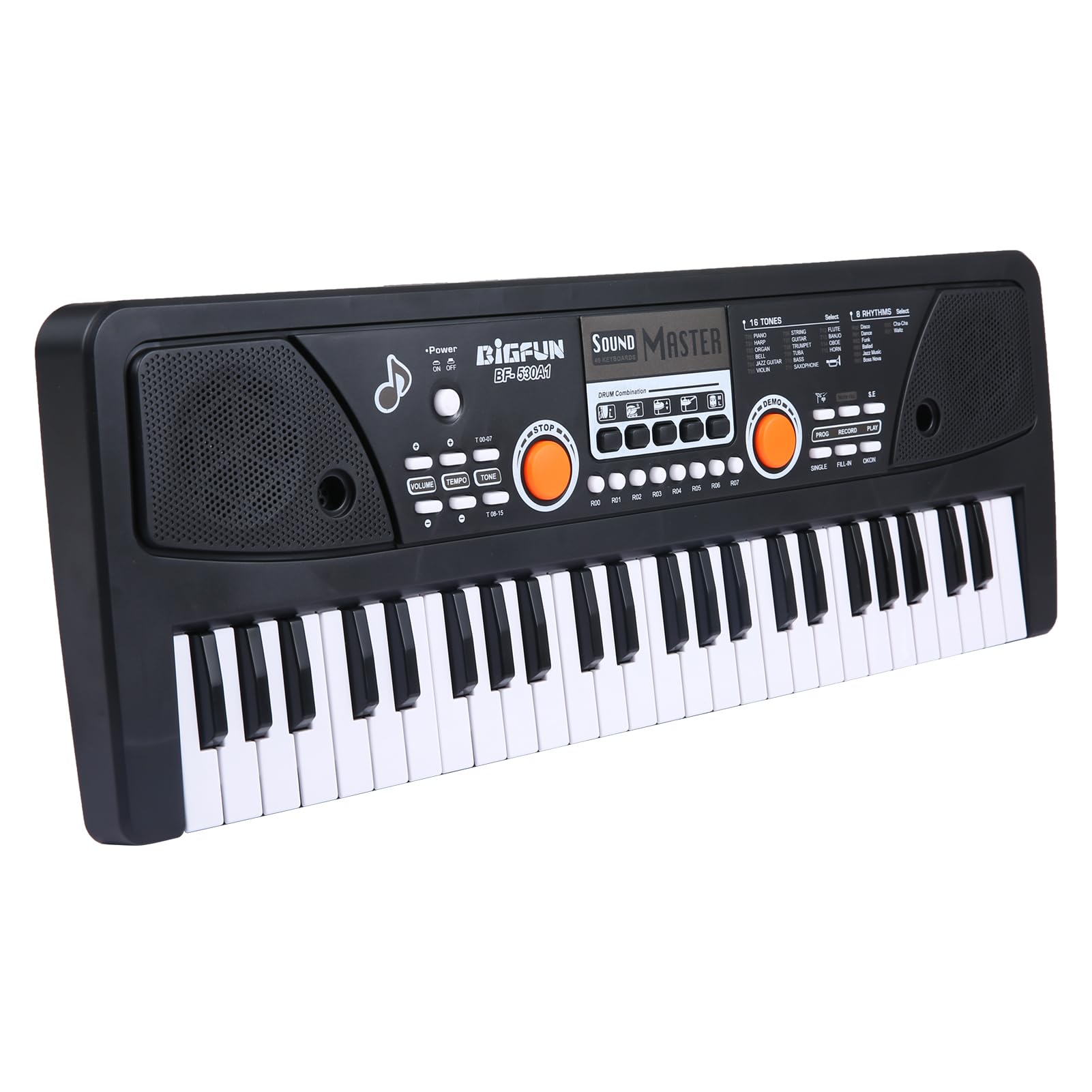 Btuty USB Electronic Organ Electric Piano 49 Keys Digital Music Keyboard with Microphone 16 Tones 8 Rhythms 6 Demo Songs 5 Percussion Built-in Stereo