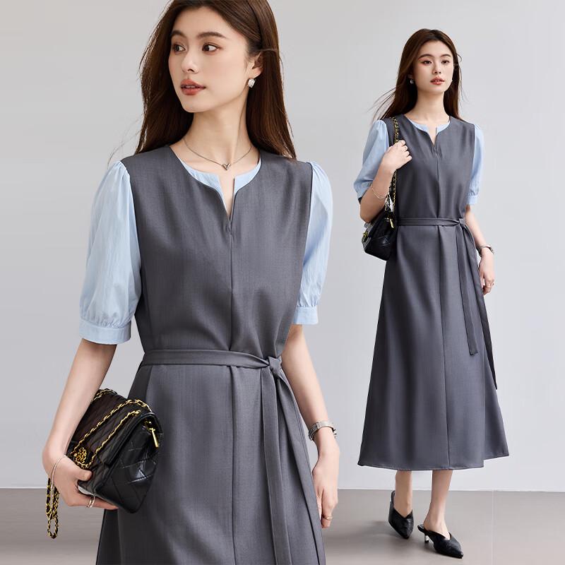 VICTORIA&VERA Women's Faux Two-Piece Midi Dress