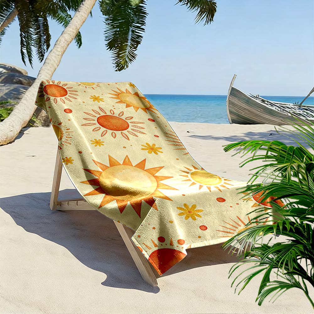 Sunny Sun Pattern Beach Towel Beach towel quick-drying for travel outdoor sports jogging beach and swimming