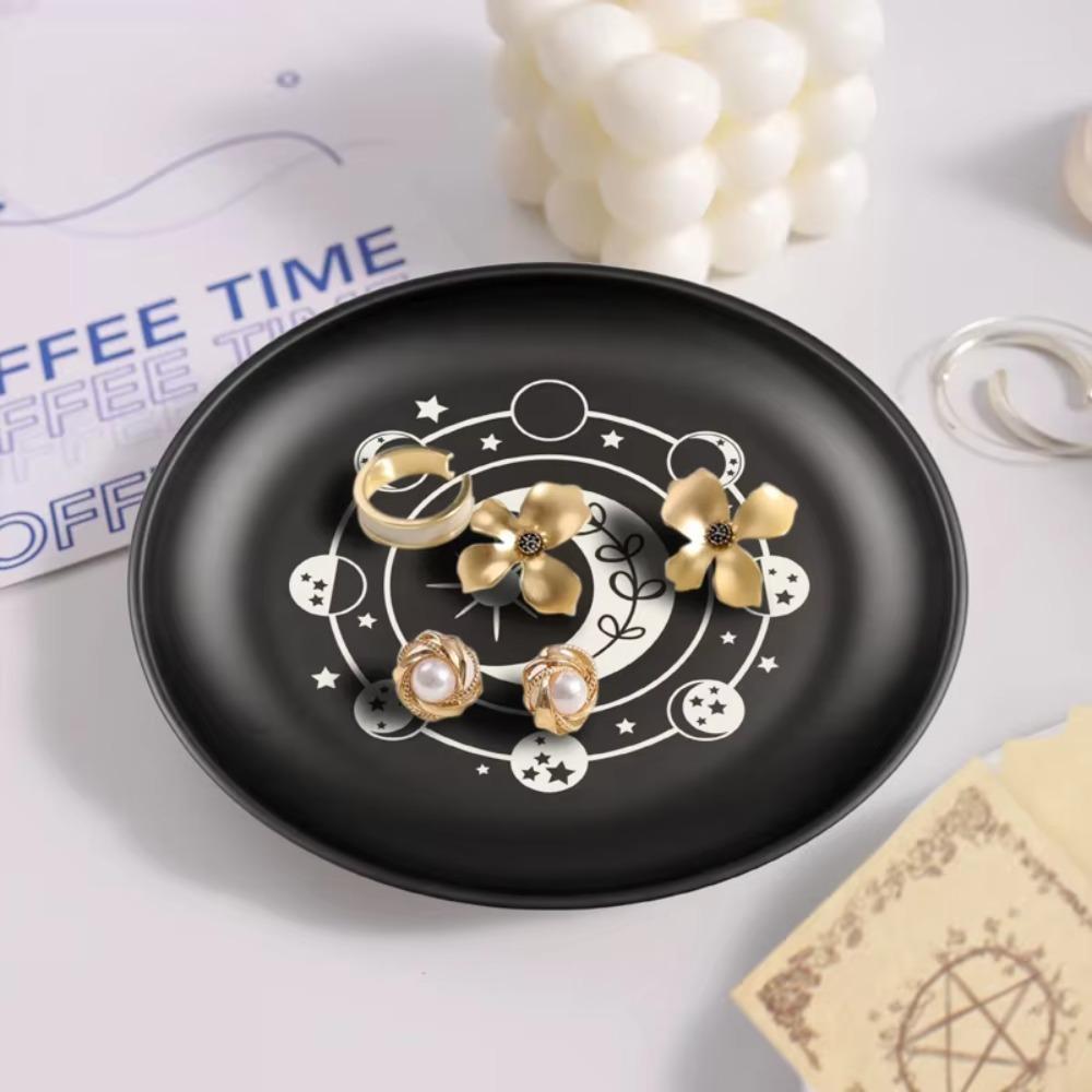 5.5 Inch Decorative Jewelry Dish Round Meditation Altar Tray Crystal Stone Storage Tray Food
