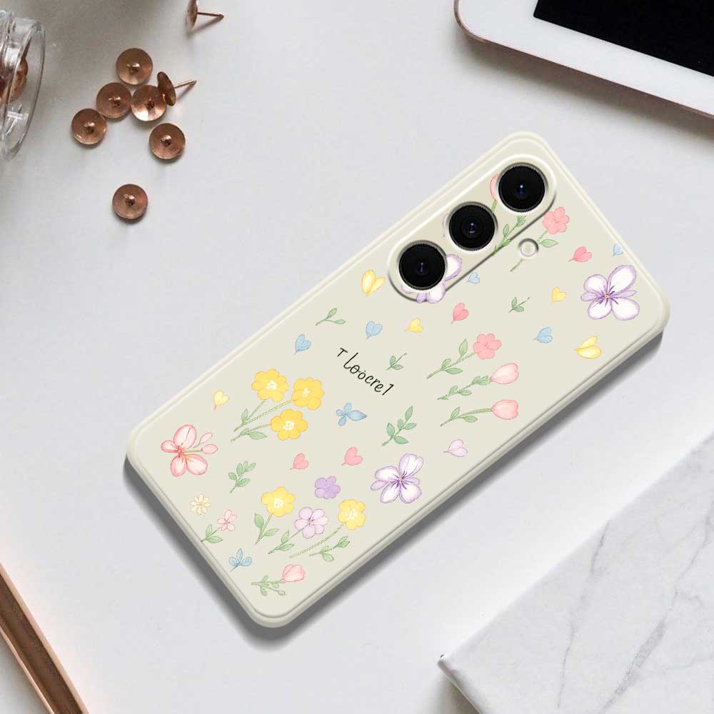 For Samsung Galaxy S24 FE Case Small Flowers Pattern Printing Straight Edge TPU Phone Back Cover