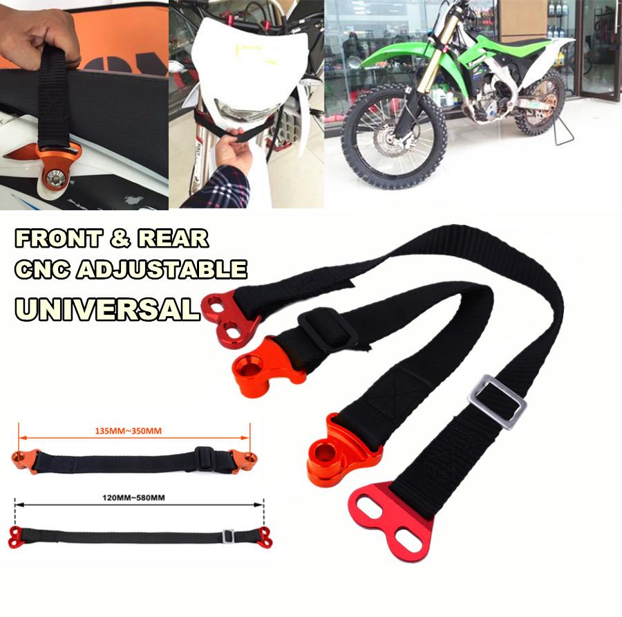 Universal 2Pcs CNC Adjustable Fornt Rear Motocycle Rear Rescue Pull Bundle Belt Draw Leashes