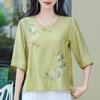 Womens Chinese Style Floral Embroidered Blouse