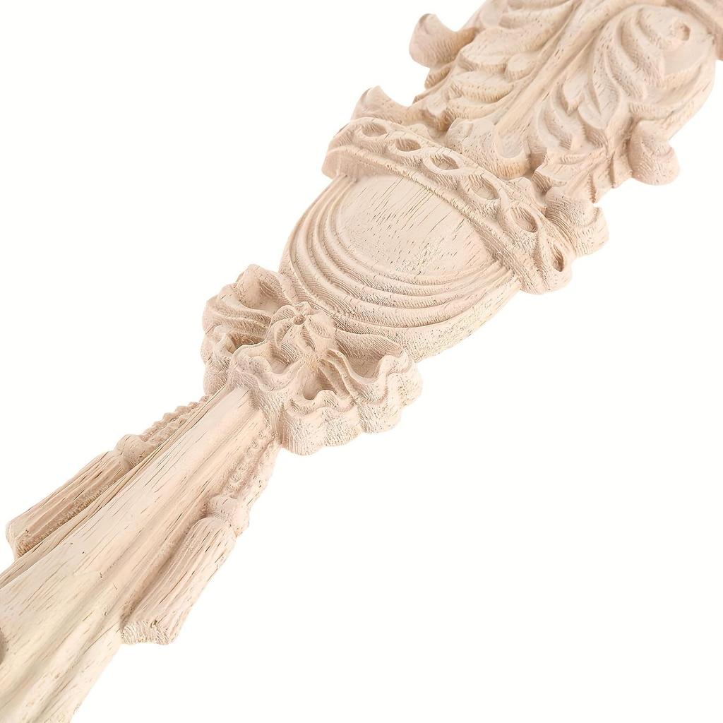 2pcs Wood Carved Appliques Onlays Unpainted Carving Decals Mouldings Trim Rome Column Wall Decor, 30x7cm/11.81"x2.76"