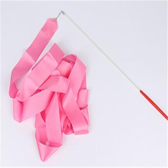 Разноцветные тканевые ленты для танцев, художественной гимнастики и балета. 2M розовый