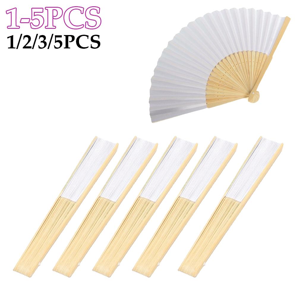 

1-5 шт. Пустой белый розовый складной веер для практики руки, складной бумажный веер, портативный, ручная роспись, персонализированный, креативный для танцев 1pc белый