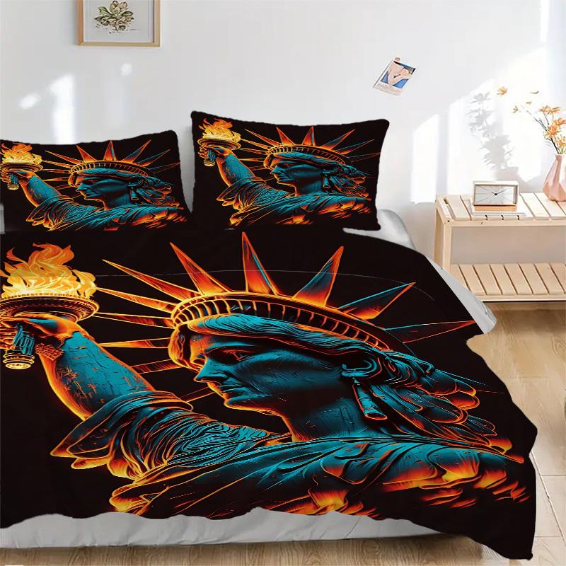 

3pcs Statue of Liberty Comforter Set - Four Seasons Home High,Machine Washable Bedspread with Pillowcases (No Filling) yy250909039 135x200cm