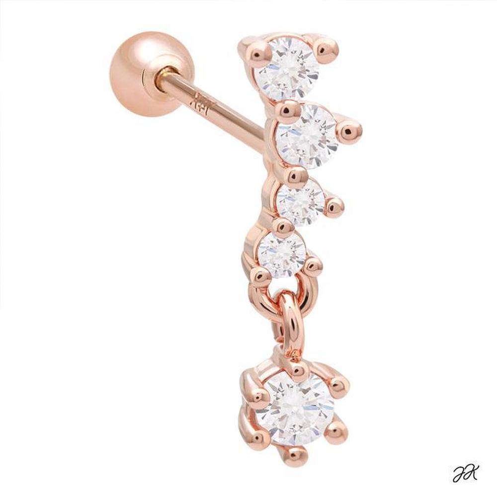 Angel Wing 14K Gold Needle Rose Gold Cubic Drop Piercing (S8539263)