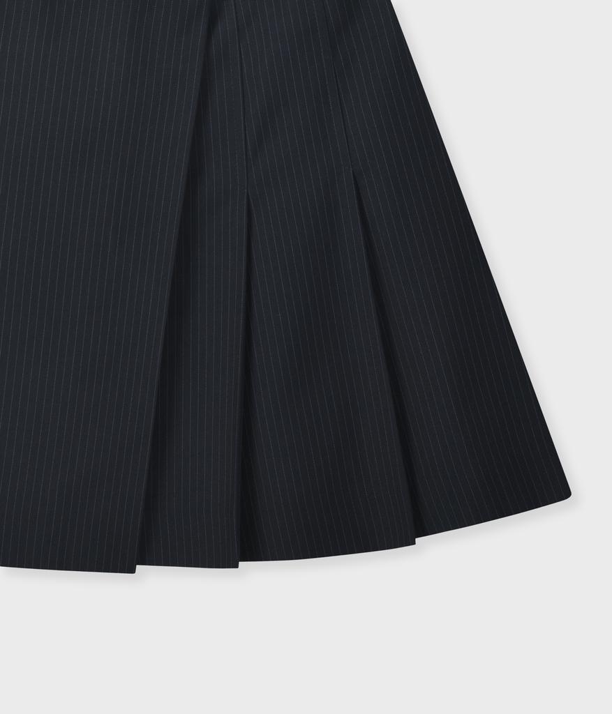 Pallet Half Pleated Wrap Skirt Striped Navy