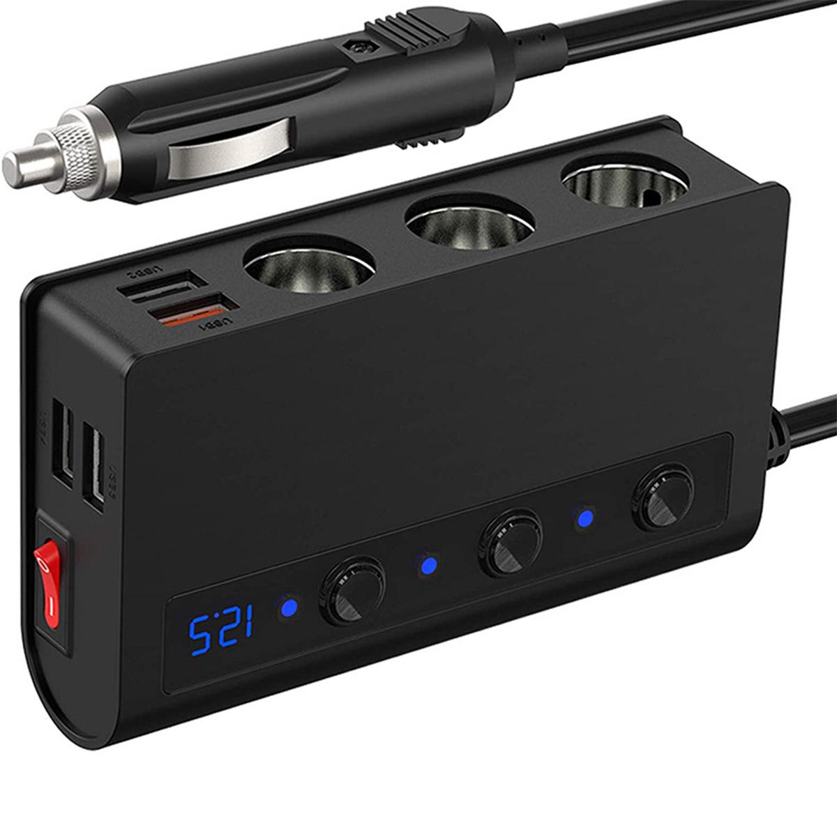 

180 Вт 4-портовый USB-разветвитель для зарядки, быстрая зарядка 12 В 24 В для телефона, iPad 3.0, автомобильный зарядный адаптер чёрный