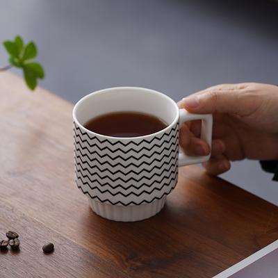 Kubek geometryczny w stylu Hepburna z czarną linią, kubek do kawy i mleka w kropki, prosty ceramiczny kubek w stylu nordyckim, kubek do układania, wysokiej klasy