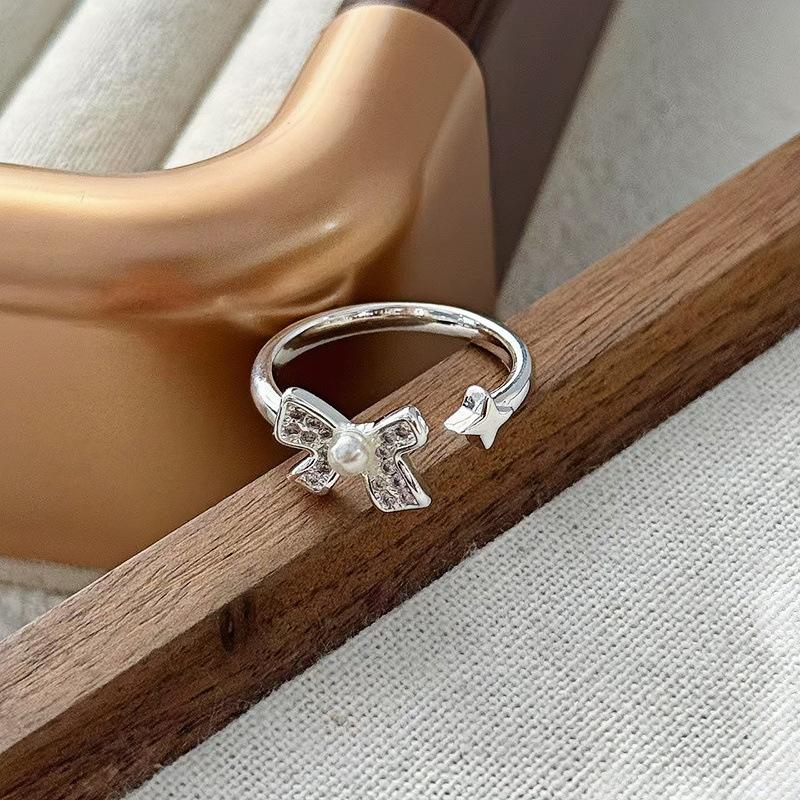 Super Fairy Butterfly Zircon Bead Open Ring Female Niche Design High Sense Personality Temperament Ring Adjustable opening