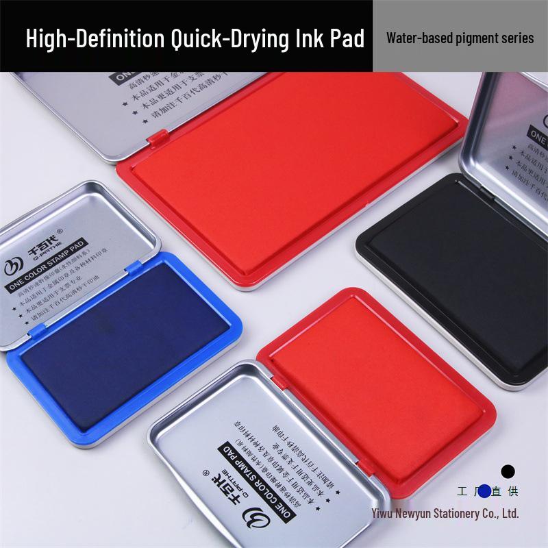 Quick-Dry Dual Ink Pad: Red, Blue & Black - Square & Round Options for Office, Oil & Water-Based Stamping