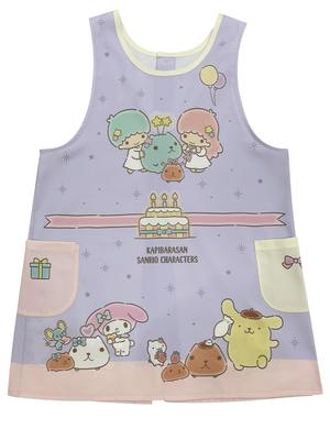 Atelier Momo and Momo Capybara-san Sanrio Characters Apron, Open Back, Purple, Women's, Sizes M-L, KPA44109-52