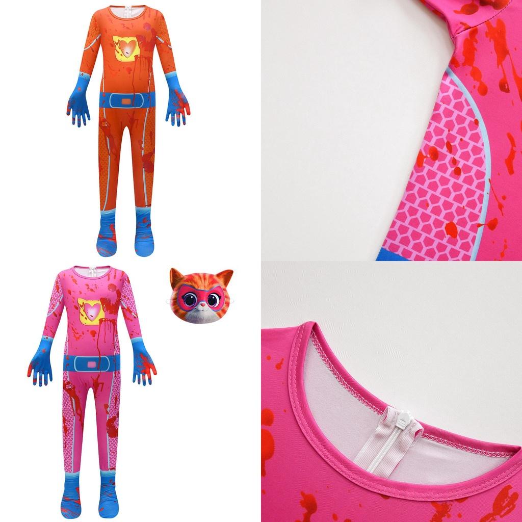 Superkitties Kids Onesie Costume With Soft Milk Silk Fabric Cartoon Style Purple Blue Pink Orange 100cm-150cm/43.3-59.05in