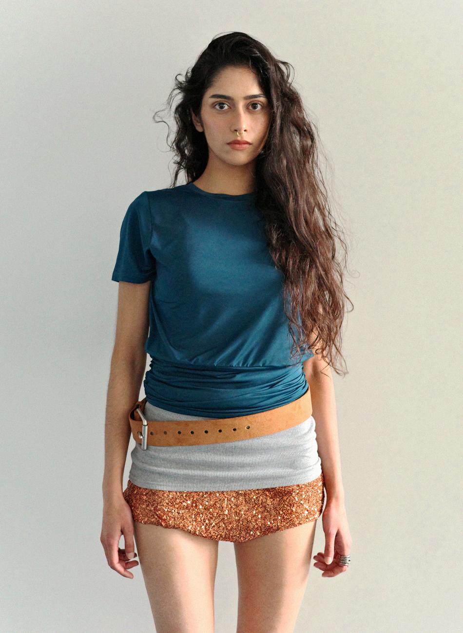 Di Pablo Shirring Blue Top