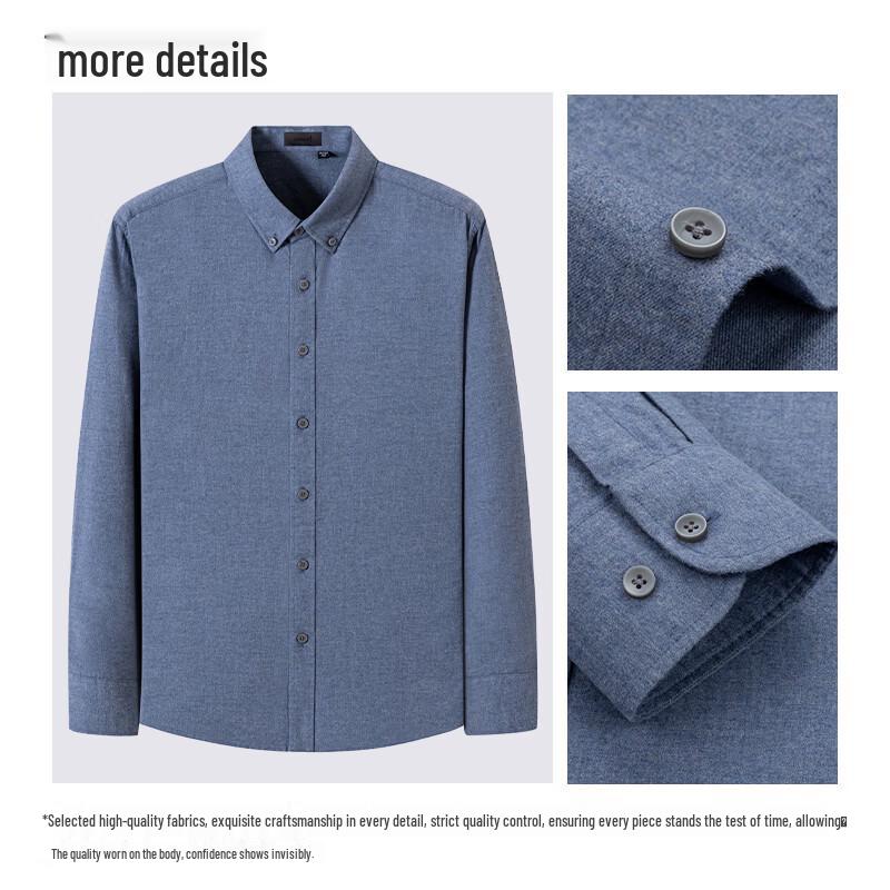 Zhuangji Men's Pure Cotton Brushed Long Sleeve Shirt