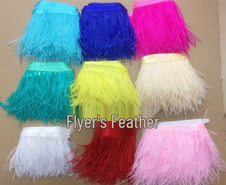 Ostrich Feather Fringe - Various Colors, 10-15cm, 1 Meter for Clothing Accessories