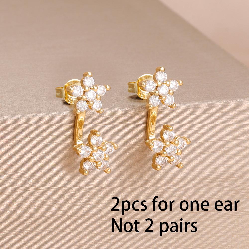 Exquisite Multicolor Crystal Flower Hoop Earrings for Women Girl Stainless Steel Fashion Korean Wedding Romantic Jewelry Gifts