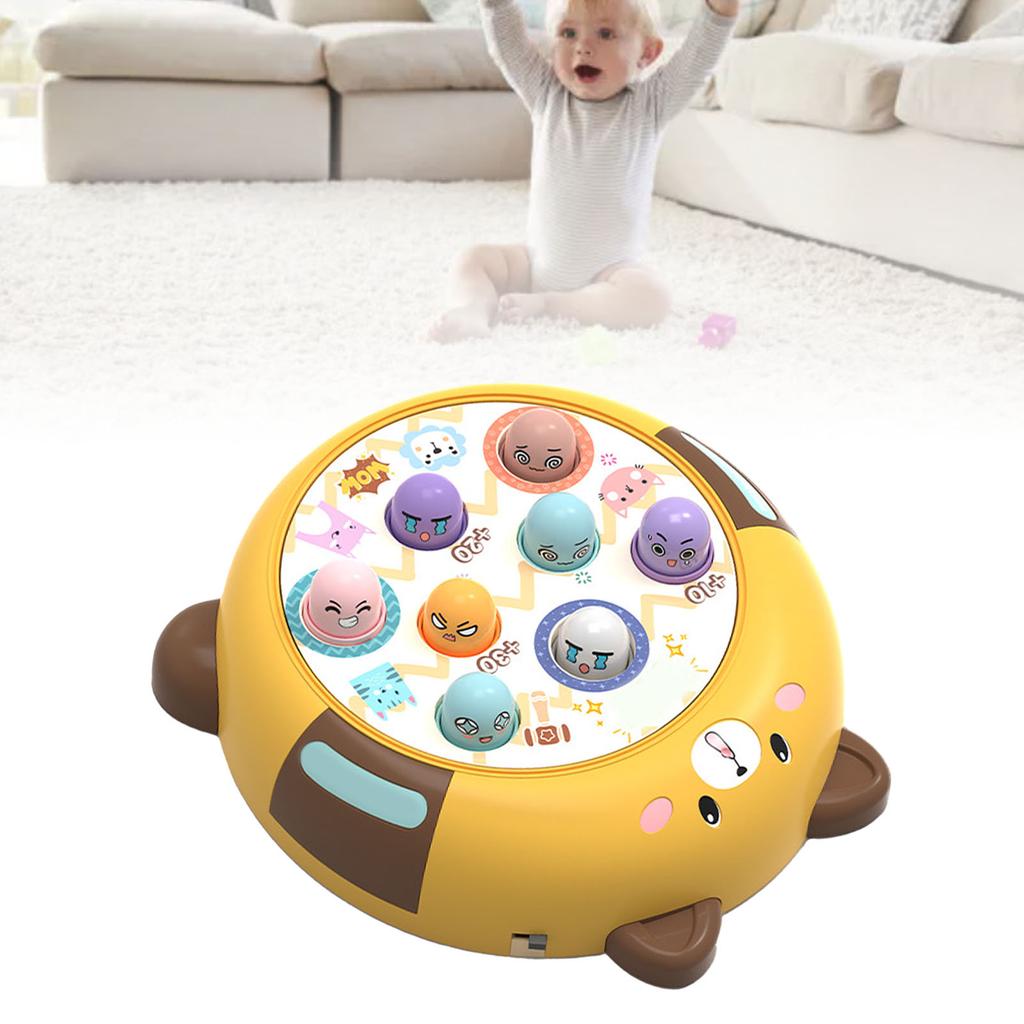 Interactive Whack Toy for Kids 360 Degree Rotating Cute Emoticon Music Light Hammering Pounding Toy