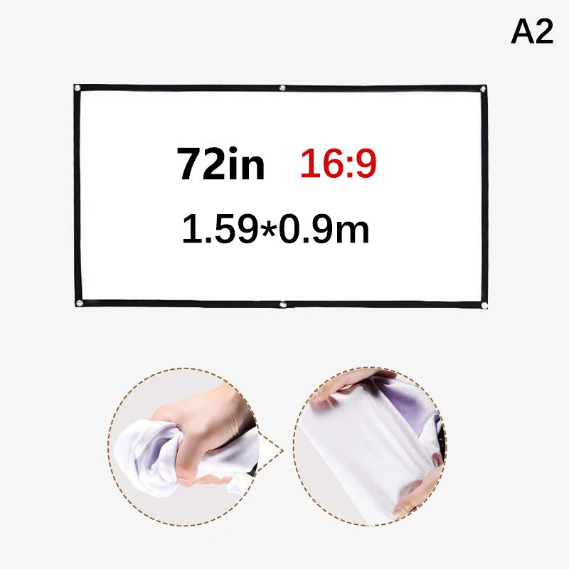 16:9 Portable Projector Screen Simple Projector Curtain 60/72/84/100/120 Inch Hd Display Screen For Home Cinema Theater Movie