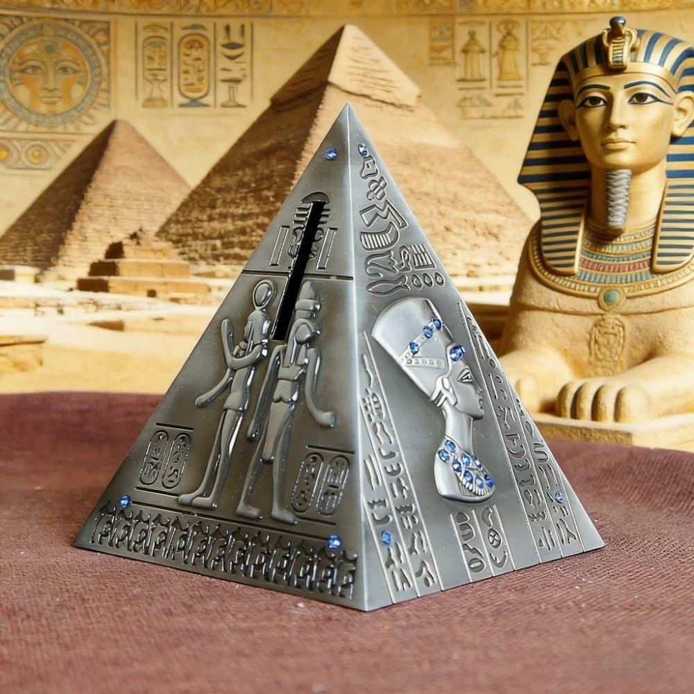 Durable Egyptian Pyramids Figurine Savings Can Zinc Zinc Alloy Coins Saving Box Home Decor