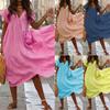 Elegant Women Fashion Maxi Dress Short Sleeve Solid Color Casual Boho Kaftan