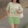 ZANZEA Women Half Sleeve Floral Blouse and Shorts Summer Two Piece Suit Sets