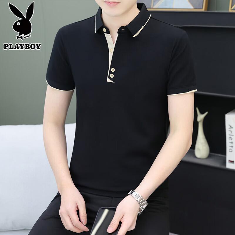 

PLAYBOY Men s Collared Ice Silk Short Sleeve T-Shirt 3XL