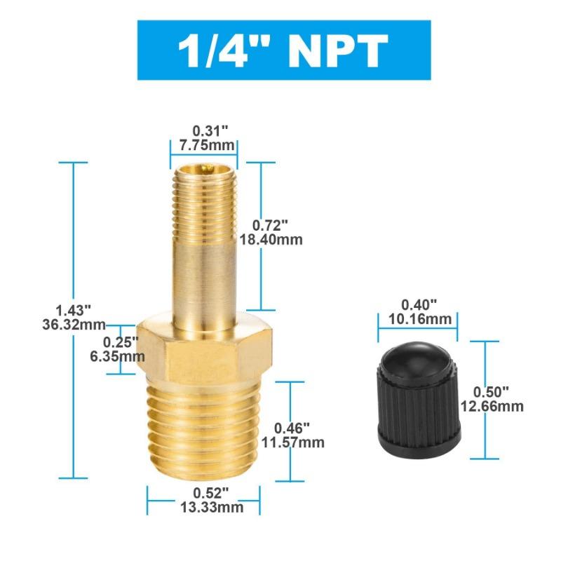 1/4 NPT 1/8 NPT M10 Air Compressor Tanks Fill Valve Anti-Corrosion Brass Schrader Valve Automobile Tire Valve Core Tire Coppe