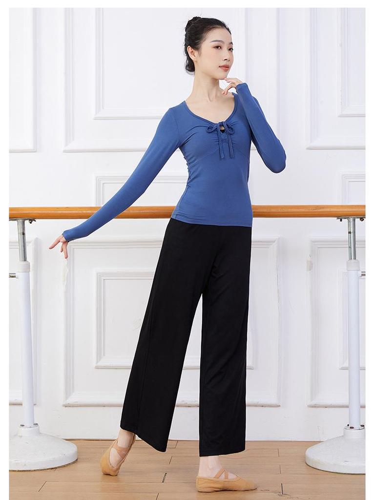 Damen Übergröße Modern Dance Modal Weitbein-Hose für Frühling/Sommer - Locker, Klassischer Chinesischer Stil Übungskleidung