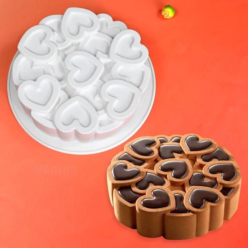 Forme de Mousse Francez în Formă de Inimă sau cu Design de Trandafir pentru Ziua Îndrăgostiților, Forme de Silicon pentru Prăjituri, Instrumente pentru Decorarea Prăjiturilor, Ustensile de Bucătărie pentru Copt