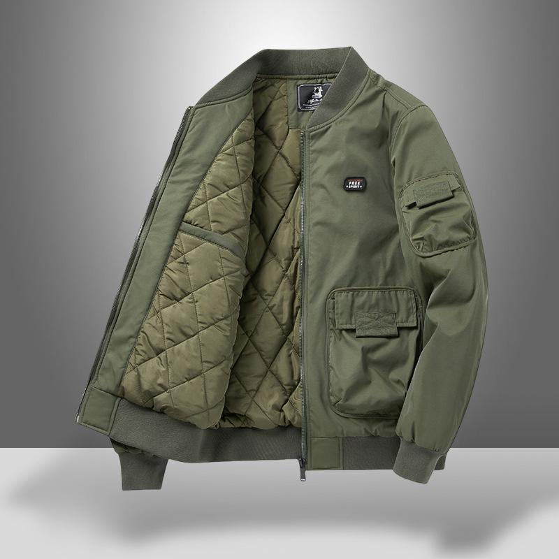 Chaqueta de Algodón Acolchada MA-1 para Hombre para Otoño/Invierno, Abrigo de Vuelo con Cuello de Béisbol