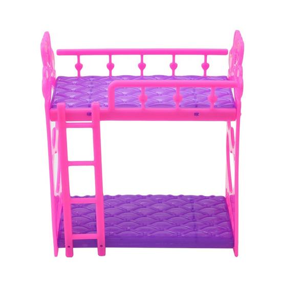 

Миниатюрный пластиковый кукольный домик 11,5x14 см, двухъярусные кровати, детский подарок, игрушечные аксессуары для девочек розовый