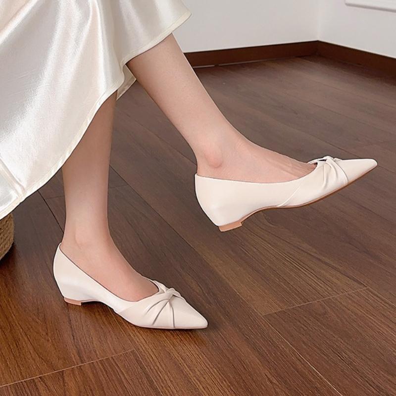 Fashion 2025 Women's Sheepskin Pointed Toe Slip-on Pleated Pumps  Thin High Heel Elegant Ladies Slim Daily Dress Heeled Shoes for Woman