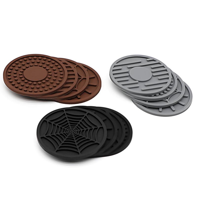 Hot! 4pcs Silicone Coaster Creative Round Universal Household Cup Mat For Water Cup Coffee Cup Tea Cup