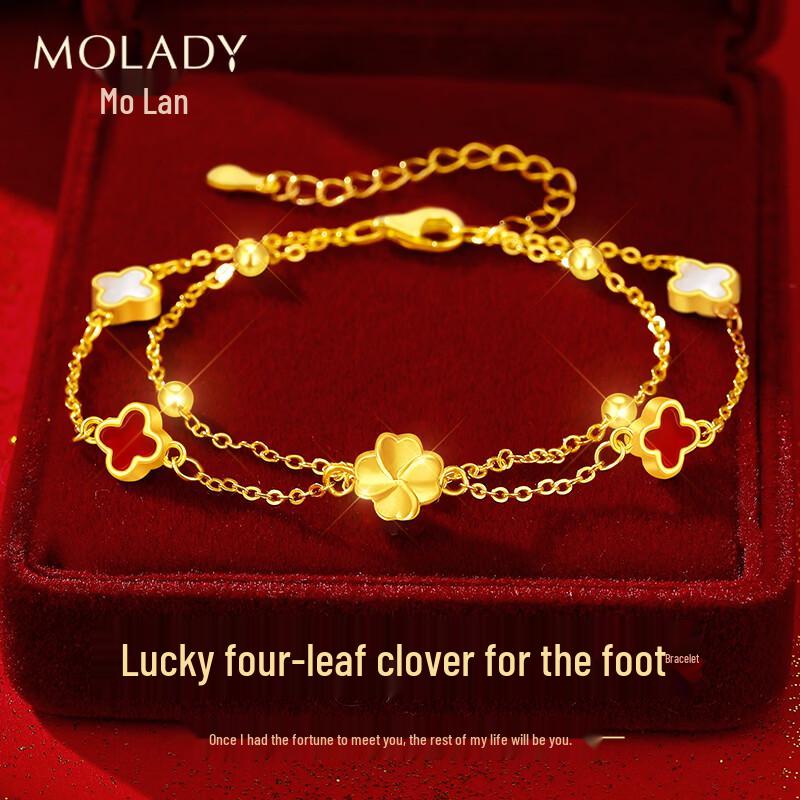 MOLADY Women s Gold Four-Leaf Clover Bracelet