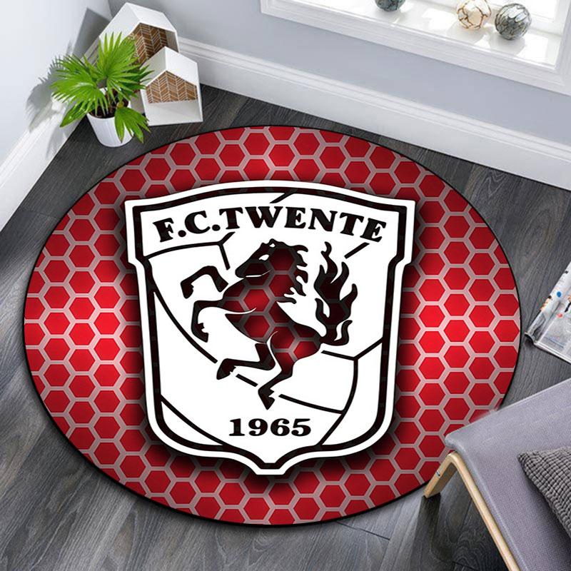 FC Twente Enschede pattern round rug,Carpet Rug for Living Room Bedroom Playroom ,Non-slip Floor Mat,Holiday Gifts and Birthday Gifts.