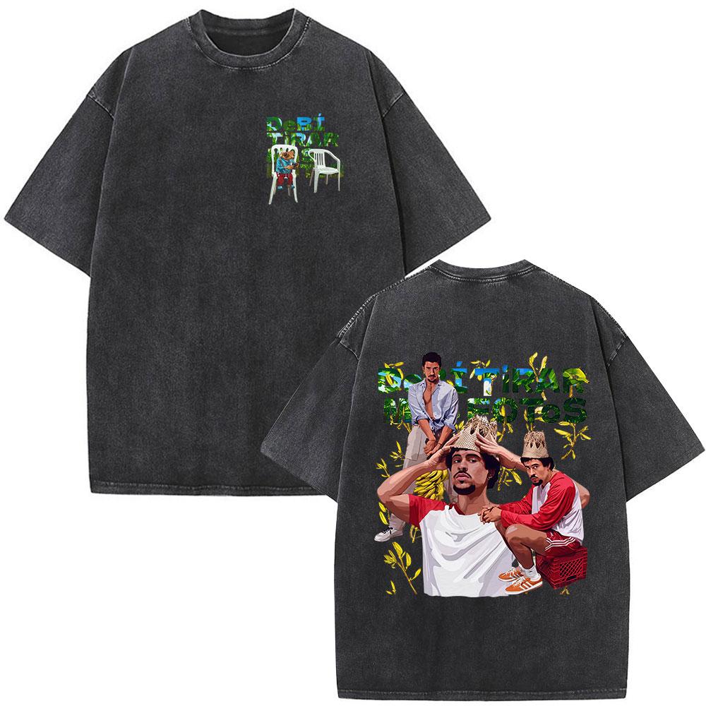 Rapper Bad Bunny Debi Tirar Mas Fotos DTMF Vintage Washed T Shirts Men Women Clothing Fashion Hip Hop ONeck Tshirts Streetwear