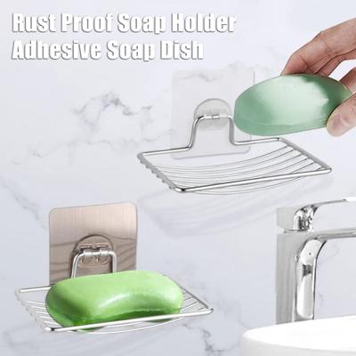 Soap Rack Rust-Proof Stainless Steel Frame with Self-Draining Ventilated Design No Punching Soap Holder