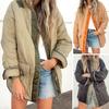 Women Winter Coat with Double Pockets Loose Color Matching Single-breasted Mid Length Casual Daily Wear Jacket