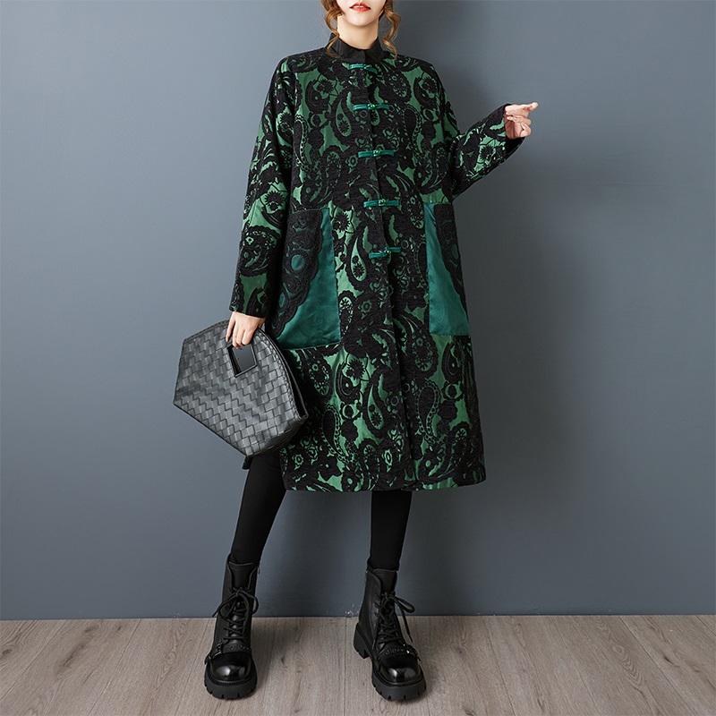 Herbst Frühling Baumwolle übergroß Vintage floral Oberbekleidung Damen lässig locker lange Jacke Mantel