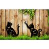 Outdoor metal cat garden wooden stake decoration courtyard lawn decoration art rust proof steel cat decoration suitable for animal enthusiasts