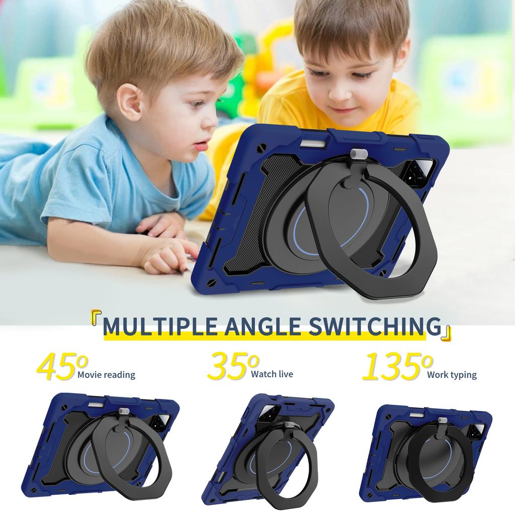 360 Rotatable Armor Stand Case For Xiaomi Pad 6S Pro 12.4 2024 12.4" Heavy Duty Cover With Handle Grip 3-Layers Shockproof Funda