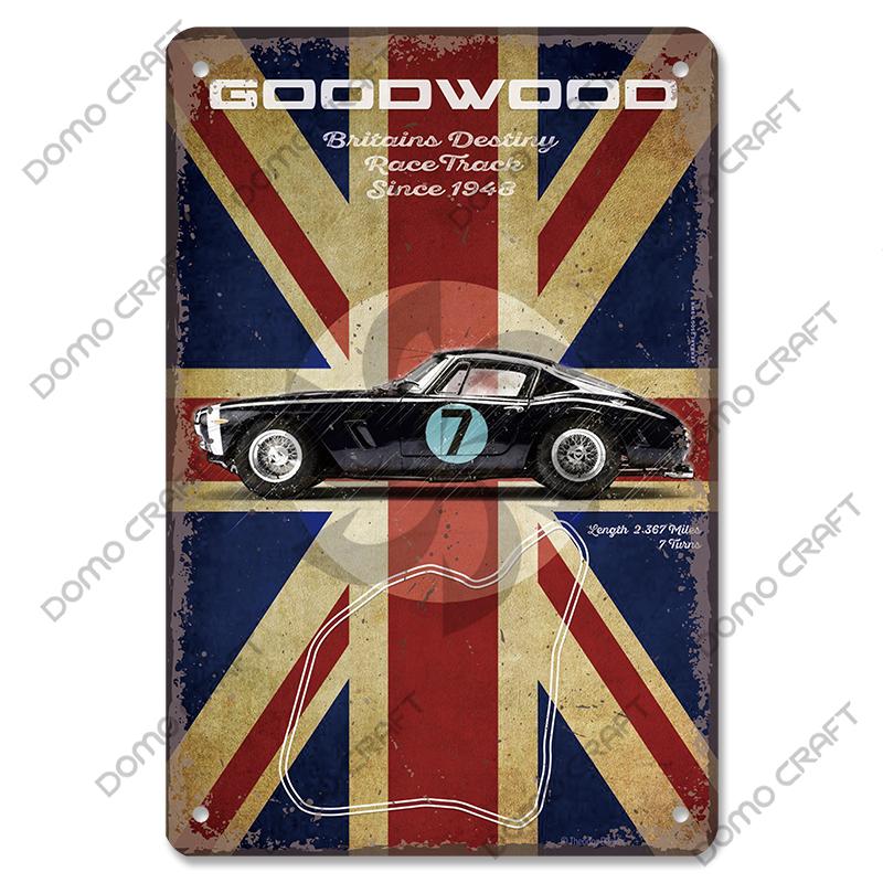 Racing Car Plaque Metal Tin Signs F1 Racetrack Vintage Metal Poster Wall Art Decor for Garage Racing Club Home