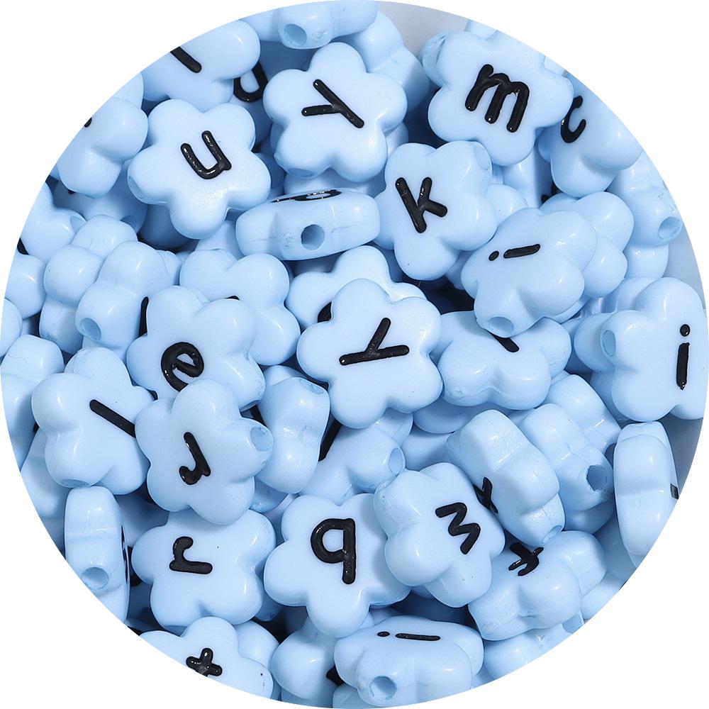 100pcs 11.5mm Acrylic Letter Beads Mixed Flower Alphabet Loose Spacer Beads DIY Jewelry Making Bracelets Necklace Accessories